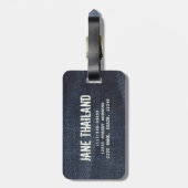 Blauwe jeans  Denim-structuur Bagagelabel (Achterkant verticaal)