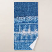 Blauwe jeans denim textuur badhanddoek (Badhanddoek)