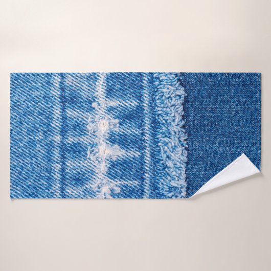 Blauwe jeans denim textuur badhanddoek (Badhanddoek)