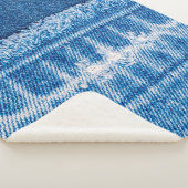 Blauwe jeans denim textuur sherpa deken (3/4)