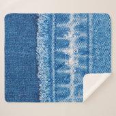 Blauwe jeans denim textuur sherpa deken (Voorkant (horizontaal))