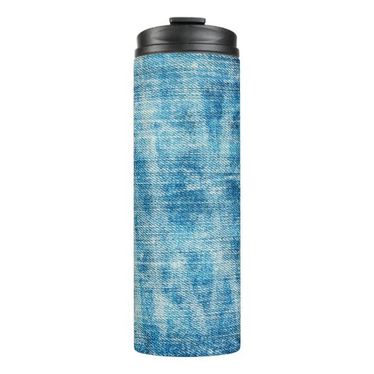 Blauwe jeans denim textuur thermosbeker (Voorkant)