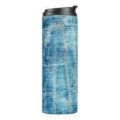 Blauwe jeans denim textuur thermosbeker (Gedraaid links)