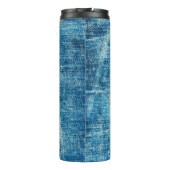 Blauwe jeans denim textuur thermosbeker (Achterkant)