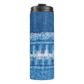 Blauwe jeans denim textuur thermosbeker (Voorkant)