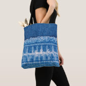 Blauwe jeans denim textuur tote bag (Dichtbij)