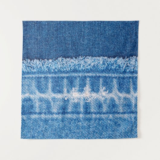 Blauwe jeans denim textuur wandkleed (Voorkant)