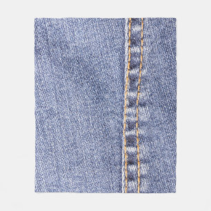 Blauwe jeans: gedetailleerde naaitextuur. fleece deken