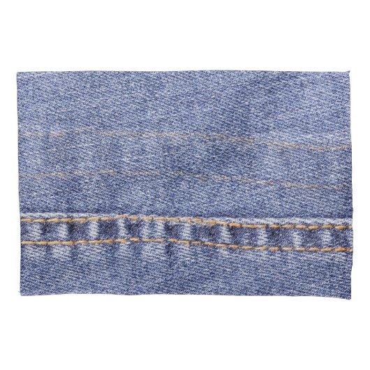 Blauwe jeans: gedetailleerde naaitextuur. kussensloop (Voorkant)