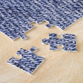 Blauwe jeans: gedetailleerde naaitextuur. legpuzzel (Zijkant)