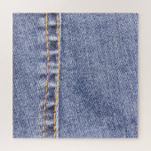 Blauwe jeans: gedetailleerde naaitextuur. legpuzzel (Horizontaal)