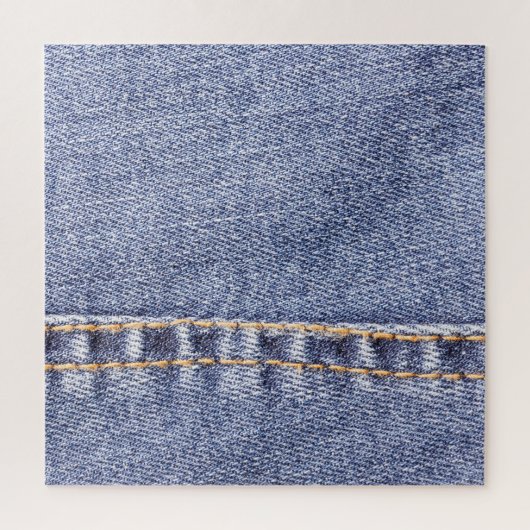 Blauwe jeans: gedetailleerde naaitextuur. legpuzzel (Verticaal)