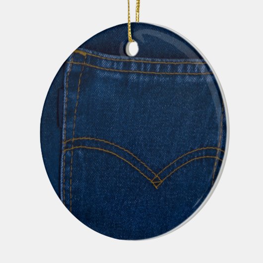 blauwe jeans keramisch ornament (Links)