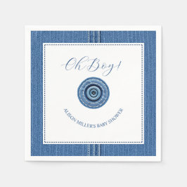 Blauwe jeans met hechtingen en knop baby boy showe servet
