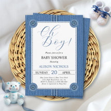 Blauwe jeans met naden en knopen baby boy shower