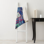 Blauwe Jeans patchwork met Floral Detail Sherpa Deken (In situ)