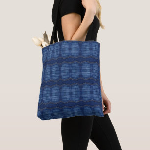 blauwe jeans patroon tote bag