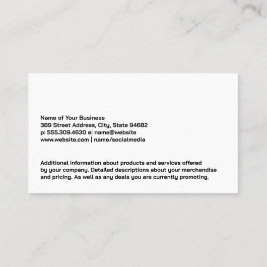 Blauwe jeans stikken | Modeontwerper Visitekaartje (Achterkant)