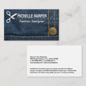 Blauwe jeans stikken | Modeontwerper Visitekaartje (Voorkant / Achterkant)