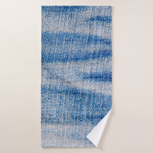 Blauwe jeans stof textuur, textiel achtergrond badhanddoek (Badhanddoek)