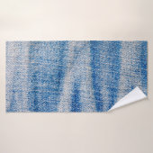 Blauwe jeans stof textuur, textiel achtergrond badhanddoek (Badhanddoek)