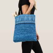 Blauwe jeans textuurachtergrond. tote bag (Dichtbij)