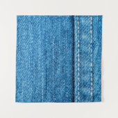 Blauwe jeans textuurachtergrond. wandkleed (Voorkant (horizontaal))