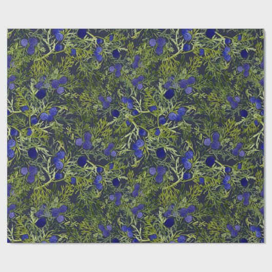 Blauwe jeneverbes cadeaupapier (Vlak)