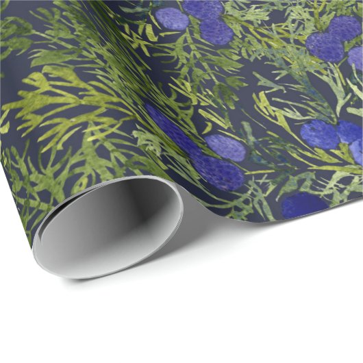 Blauwe jeneverbes cadeaupapier (Rol Hoek)