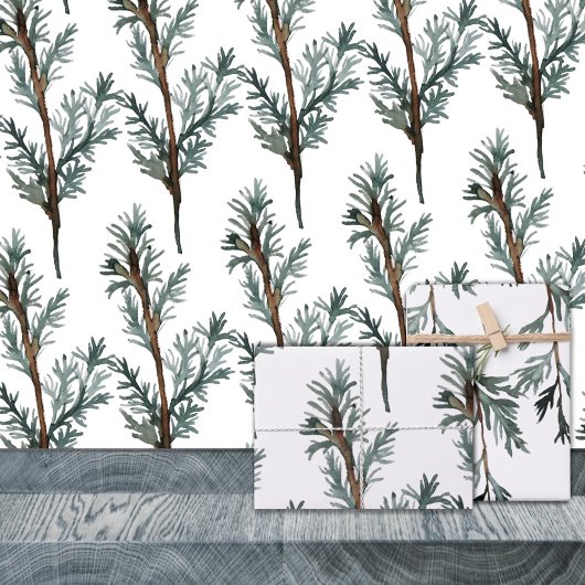 Blauwe Jeneverbes takken Wintergroen Inpakpapier Vel