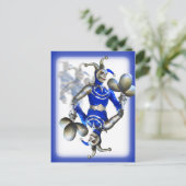 Blauwe jester briefkaart (Staand voorkant)