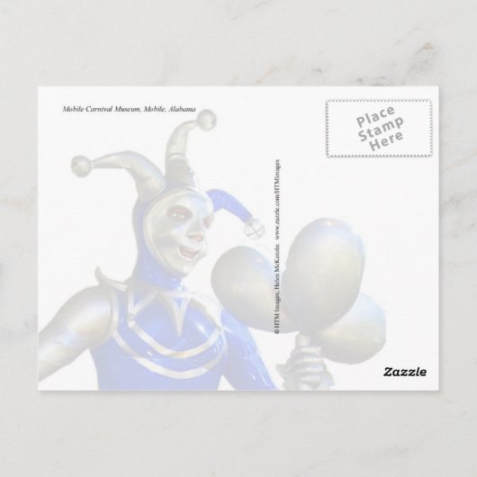 Blauwe jester briefkaart (Achterkant)