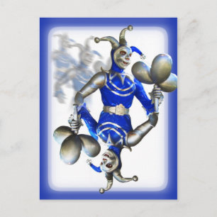Blauwe jester briefkaart