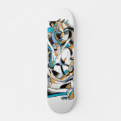 Blauwe joker skateboard deck (Voorkant)
