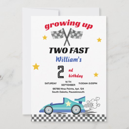 blauwe jongen auto's Race Auto twee snelle 2e verj Kaart (Voorkant)