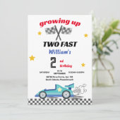blauwe jongen auto's Race Auto twee snelle 2e verj Kaart (Staand voorkant)