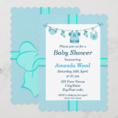 Blauwe Jongen Baby Shower Kaart (Voorkant / Achterkant)