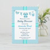 Blauwe Jongen Baby Shower Kaart (Staand voorkant)
