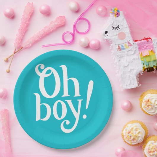 Blauwe jongen, baby shower papieren bordje (Feest)