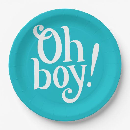 Blauwe jongen, baby shower papieren bordje (Voorkant)