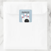 Blauwe Jongen Bowling Partij Verjaardagsgunst Vierkante Sticker (Tas)