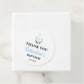 Blauwe Jongen Doop Rond Bedankjes Labels (In situ)