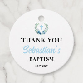 Blauwe Jongen Doop Rond Bedankjes Labels