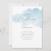 Blauwe jongen doopuitnodiging. Eerste Heilige Comm Kaart (Voorkant)