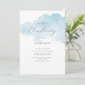 Blauwe jongen doopuitnodiging. Eerste Heilige Comm Kaart (Staand voorkant)