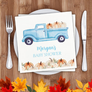 Blauwe Jongen Kleine Pompoen Schattige Baby Shower Servet