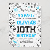 Blauwe jongen nummer tien verjaardagsfeestje kaart (Voorkant / Achterkant)