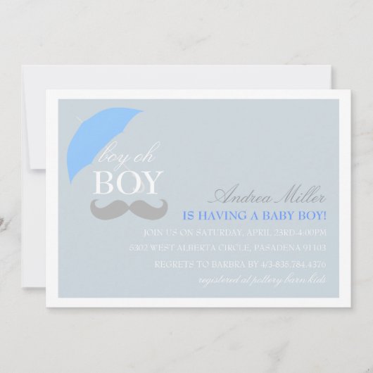 Blauwe Jongen Oh Jongen Baby Shower Uitnodiging (Voorkant)