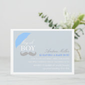 Blauwe Jongen Oh Jongen Baby Shower Uitnodiging (Staand voorkant)