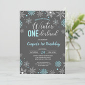 Blauwe Jongen Winter Onederland Sneeuwvlok 1e Verj Kaart (Staand voorkant)